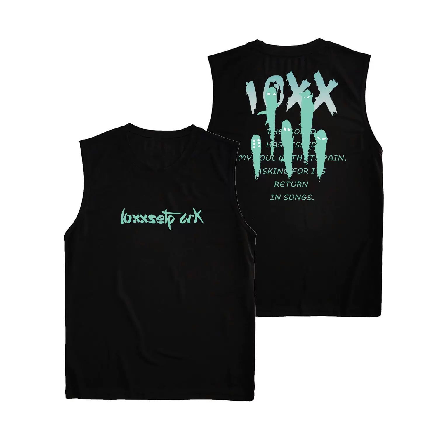 Fun letter printed fitness vest for men and women, summer loose sleeveless T-shirt, sports training clothes, running speed drying
