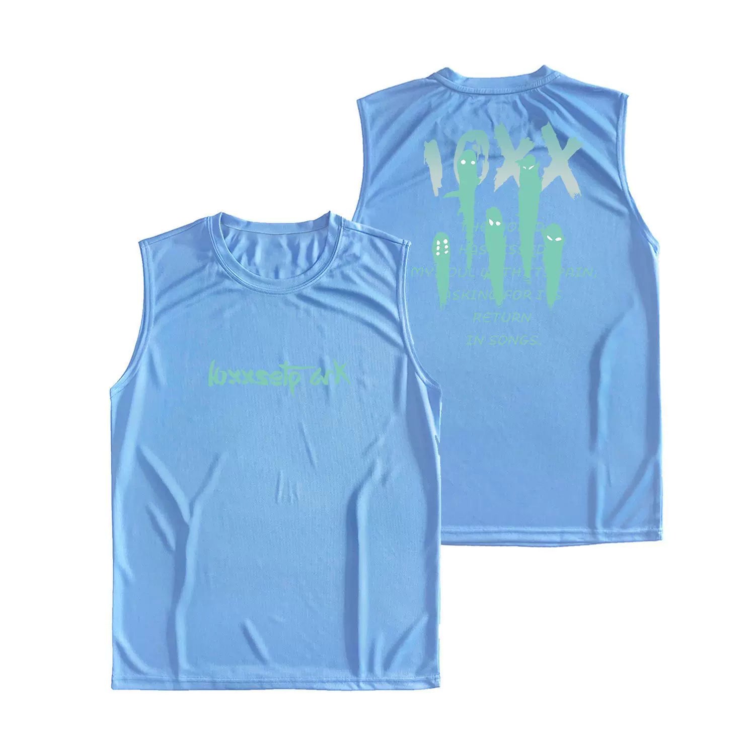 Fun letter printed fitness vest for men and women, summer loose sleeveless T-shirt, sports training clothes, running speed drying