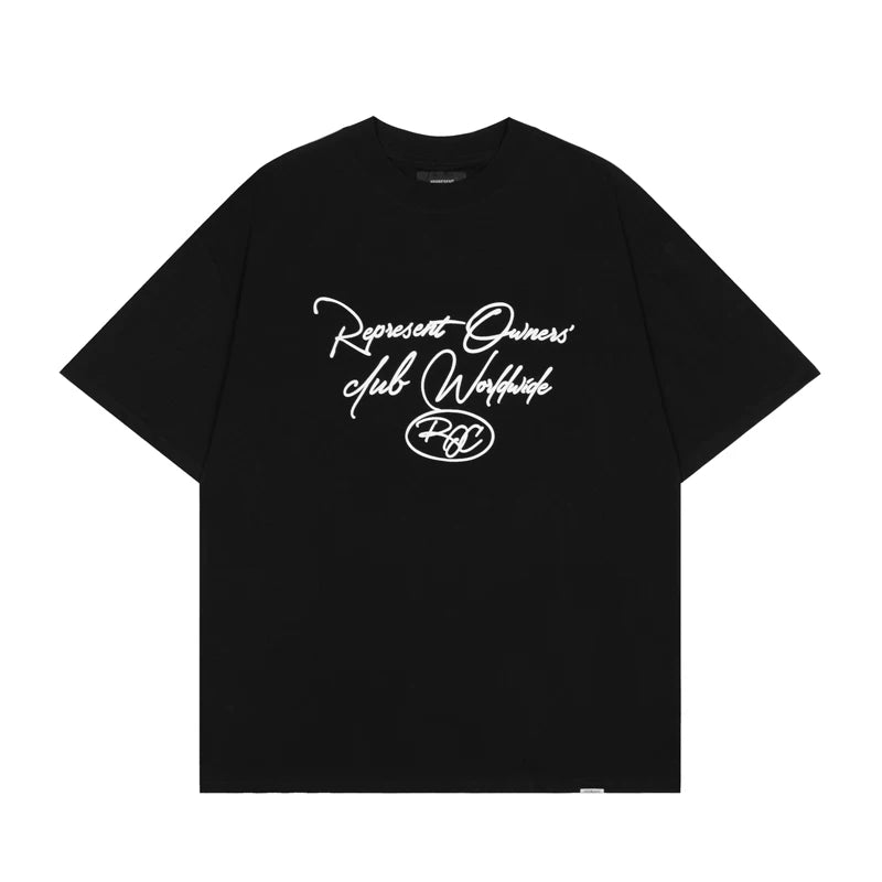 Representative Handwritten Letter Short Sleeve American High Street Casual Summer Cotton Loose Trendy Couple T-shirt for Men and Women