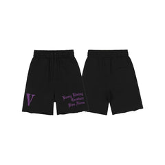 Vlone Gothic Logo Graphic Sweatshorts - Black/Purple