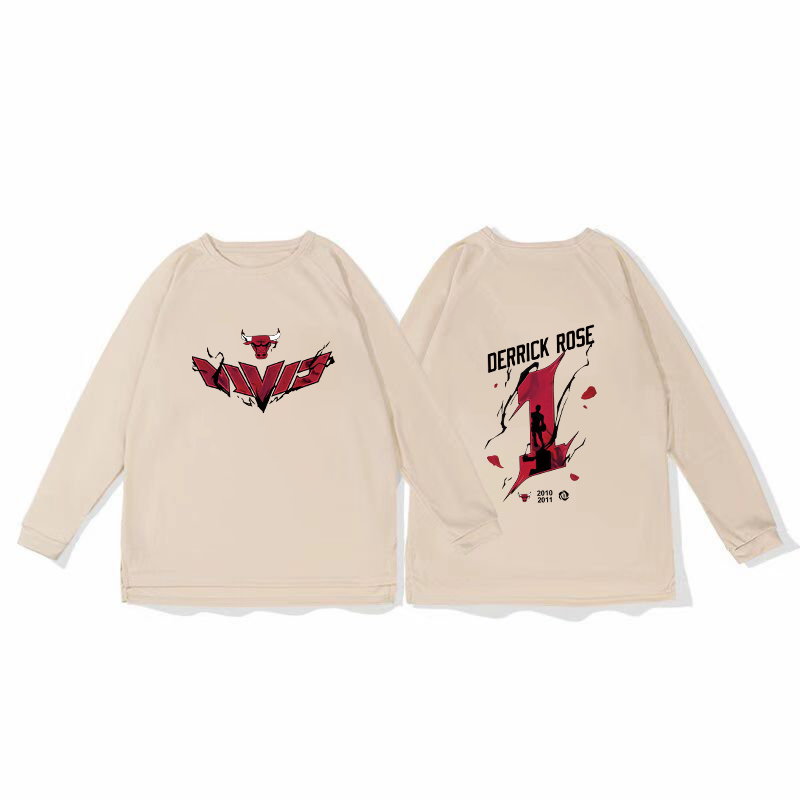 Bulls Rose basketball training uniform, quick drying sports top, autumn and winter running fitness hoodie, shooting suit, long sleeved loose fit