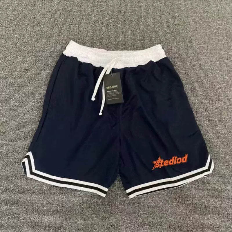 Basketball training quick drying American retro shorts, casual running shorts, fitness three quarter loose sports pants, four quarter pants