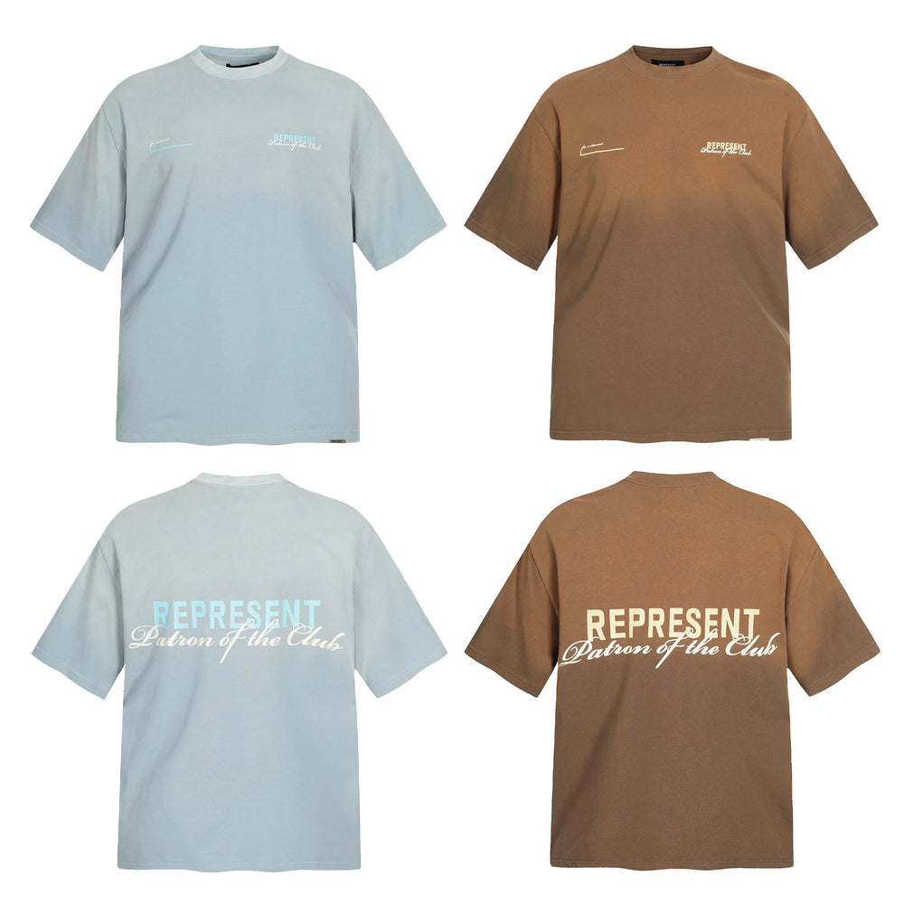 Representative letter washed spray horse chestnut craft short sleeved American niche trendy brand high street cotton loose fitting men's and women's T-shirt