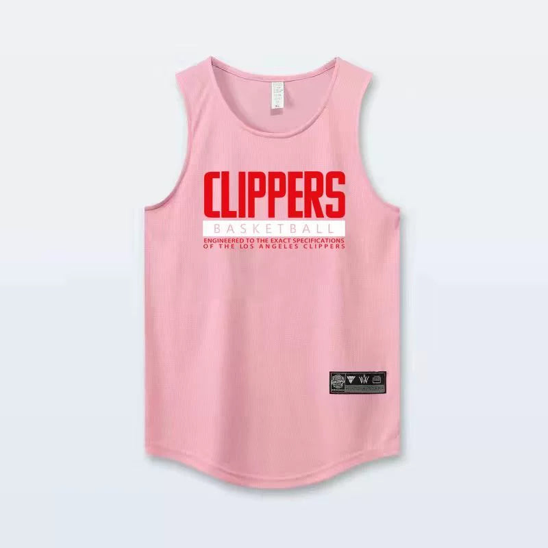 American sports vest men's summer quick drying mesh breathable round neck top training clothes fitness basketball clothes heat team uniform