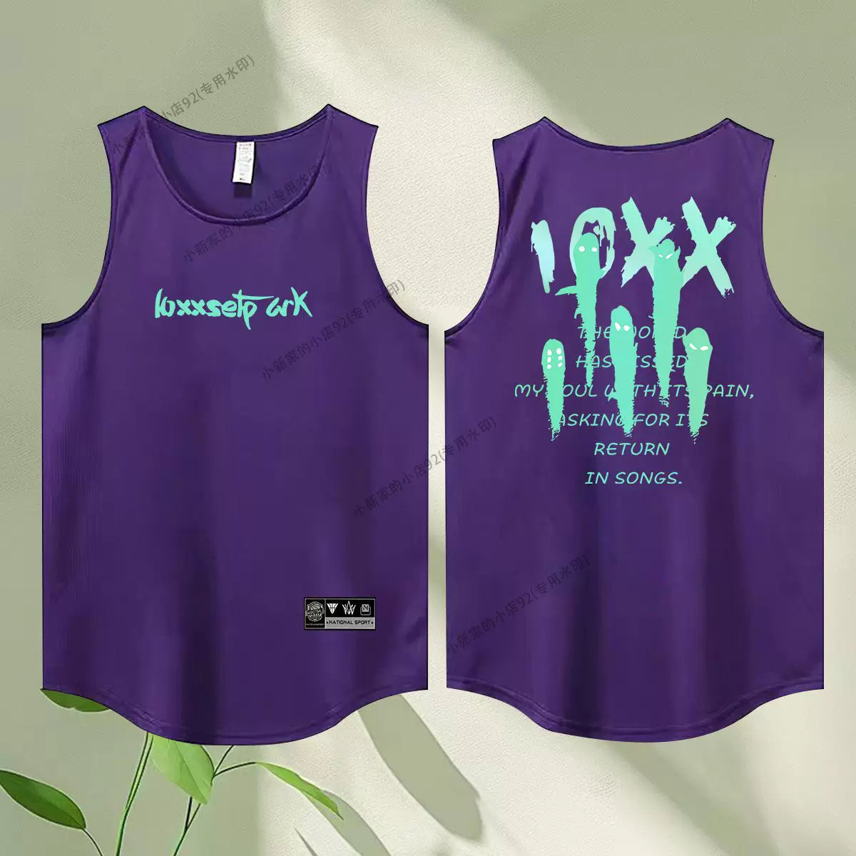 Fun letter printed fitness vest for men and women, summer loose sleeveless T-shirt, sports training clothes, running speed drying
