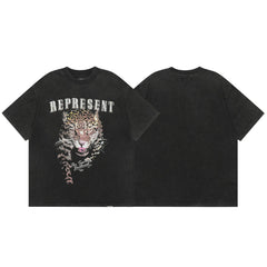 Represent Leopard Graphic T-Shirt - Black