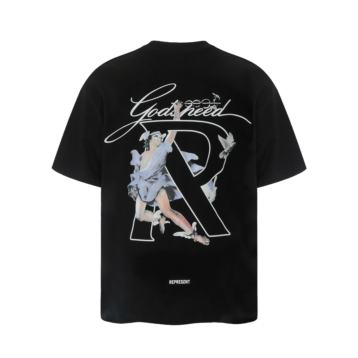 Representative character angel letter short sleeved American niche trendy brand high street summer pure cotton loose fitting men's and women's T-shirt