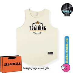 New quick drying vest for men in summer, breathable, sweat absorbing, casual ice silk sleeveless T-shirt, fitness pitching suit, letter camisole