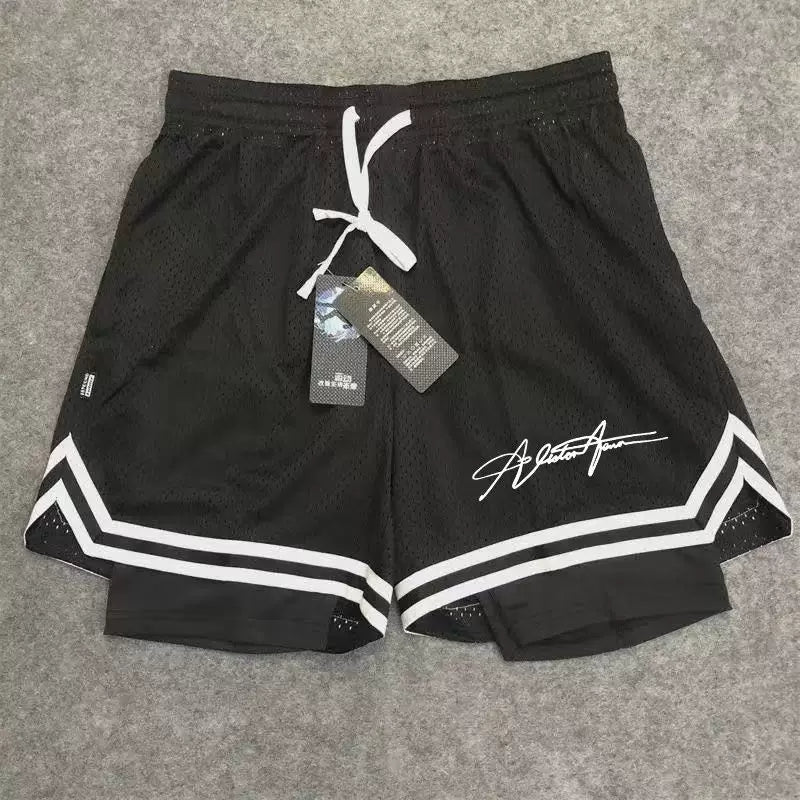 New American style trendy high street basketball letter printed men's summer vacation two shorts loose training sports pants