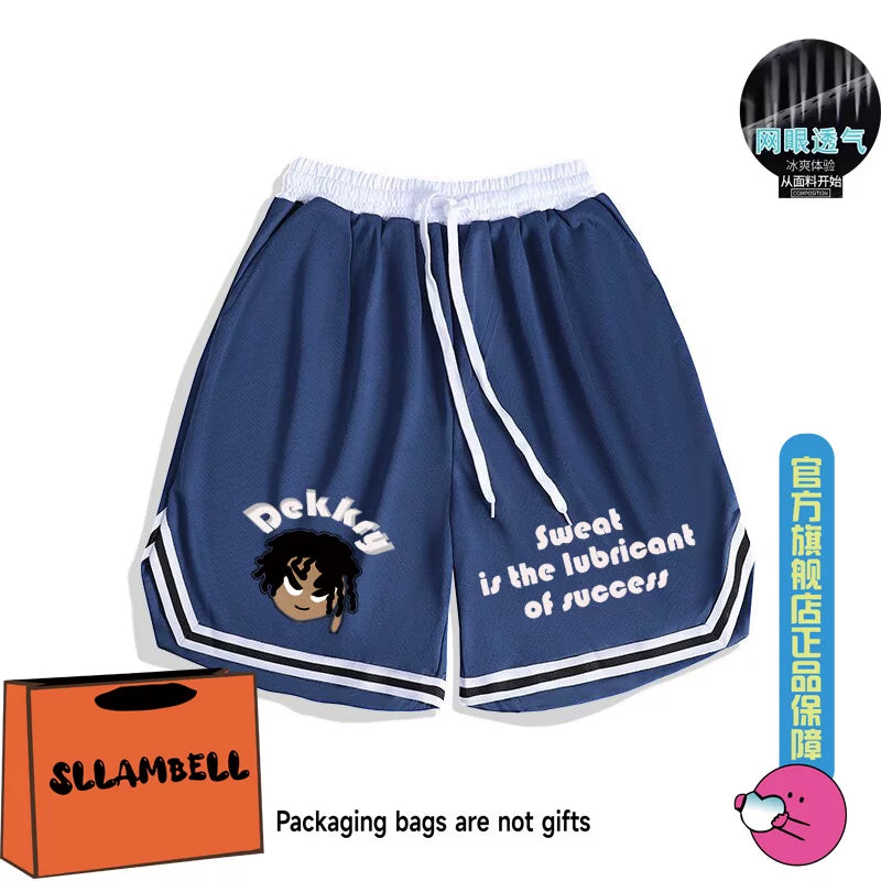 Summer quick drying shorts men's thin cartoon print 2025 new running casual sports basketball five quarter pants