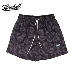 SLLAMBELL new animal leopard print shorts men's sports pants basketball American mesh quarter pants loose and trendy