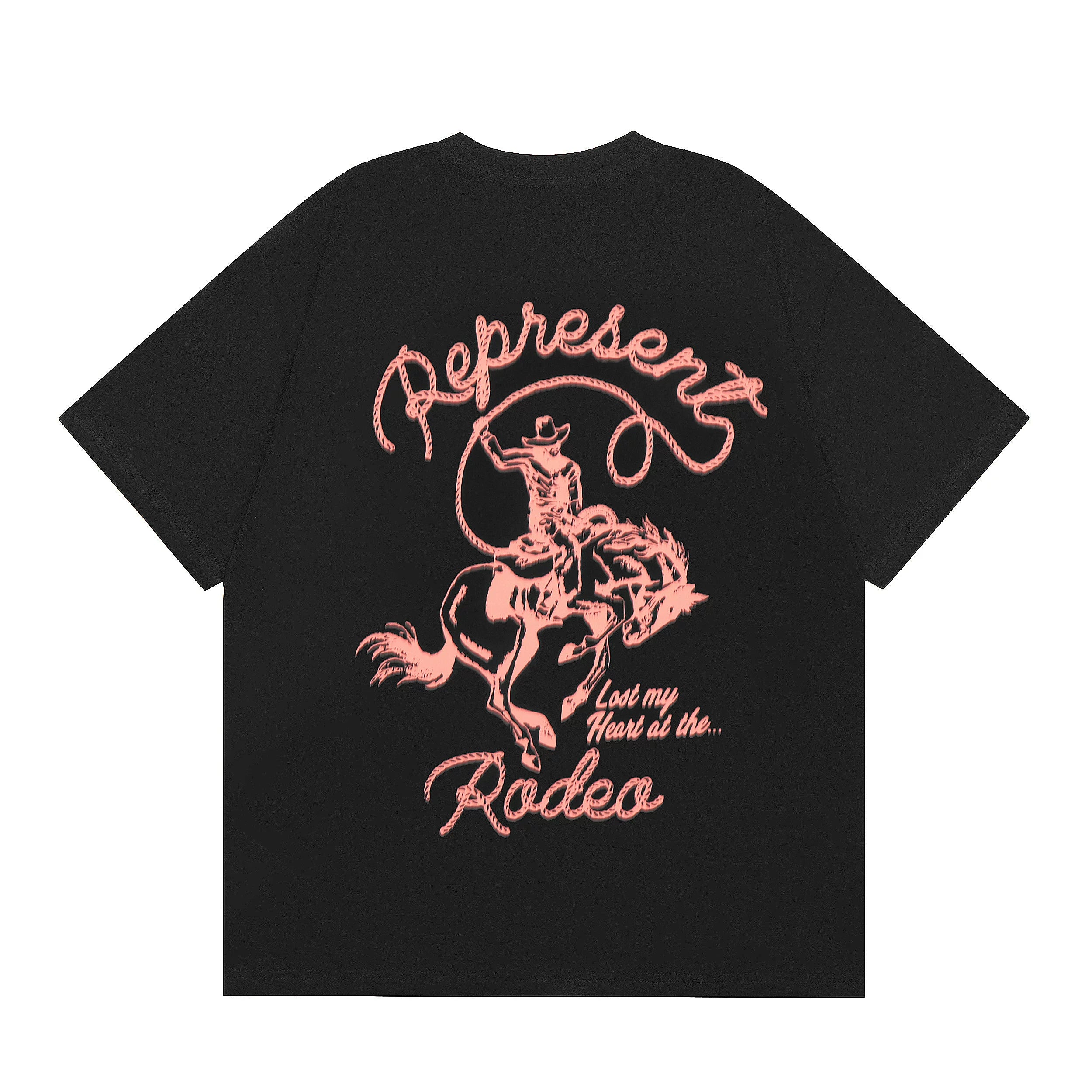 Representative Western cowboy letter short sleeved American niche fashion brand high street summer pure cotton loose fitting men's and women's T-shirt