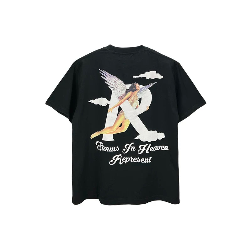 REPRESENT Goddess Angel Wings R Letter American Summer Cotton Loose High Street Couple Short sleeved T-shirt Trendy