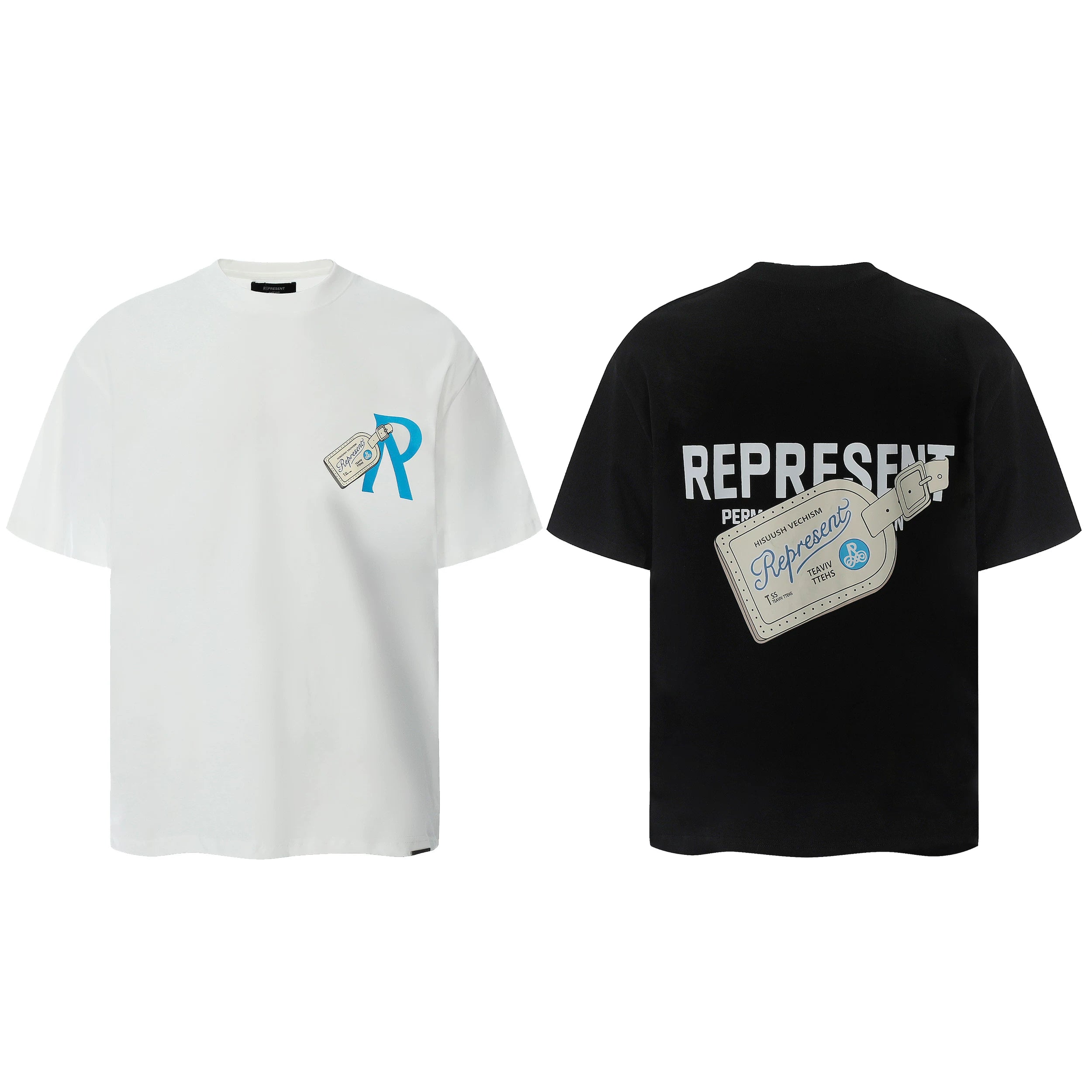 Representative note letter buckle short sleeved American niche trendy brand high street summer pure cotton loose fitting men's and women's T-shirt