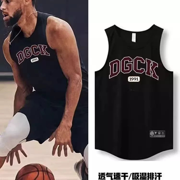 DGCK American basketball vest training summer sleeveless basketball shooting suit sports top loose fitness narrow shoulder jersey