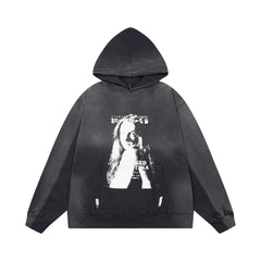 Enfants Riches Déprimés Tie-Dye Portrait Graphic Hoodie - Washed Black