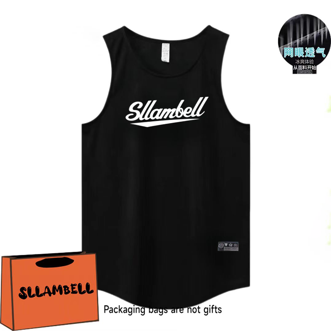 Letter print basketball quick drying mesh American training vest shooting summer loose round neck breathable and moisture absorbing sleeveless