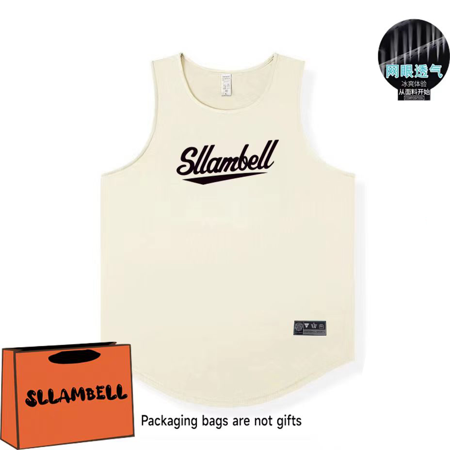 Letter print basketball quick drying mesh American training vest shooting summer loose round neck breathable and moisture absorbing sleeveless