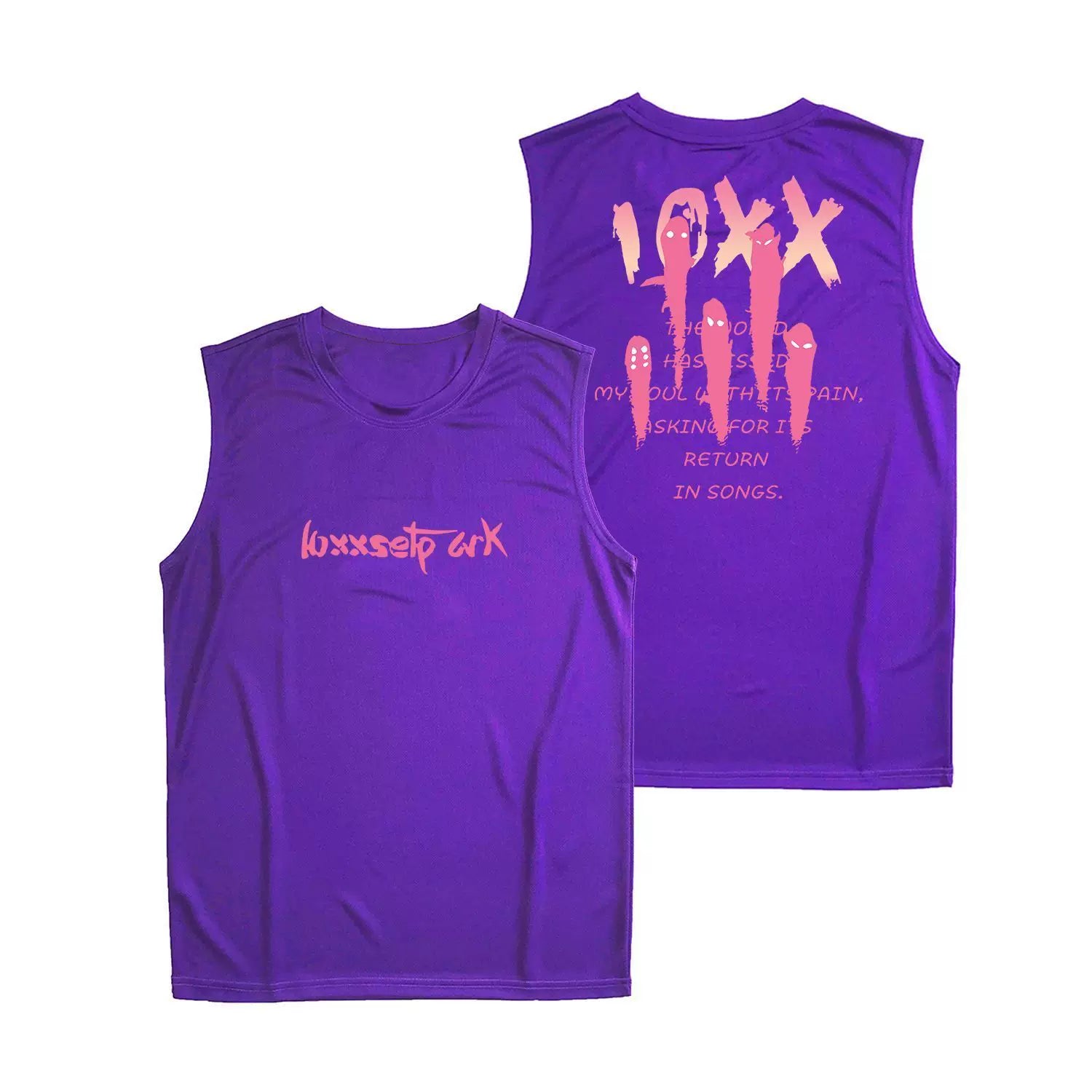 Fun letter printed fitness vest for men and women, summer loose sleeveless T-shirt, sports training clothes, running speed drying
