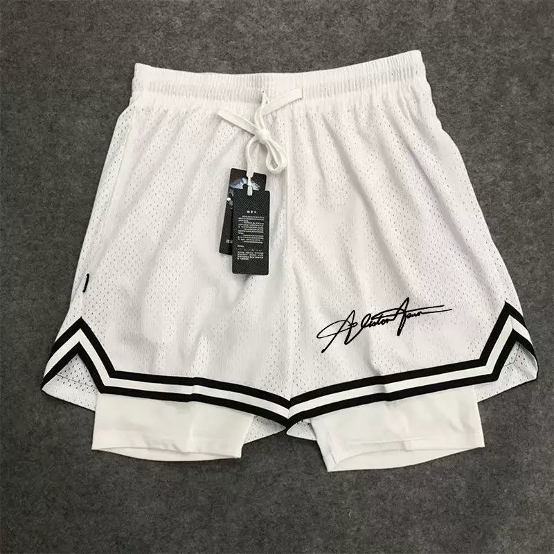 New American style trendy high street basketball letter printed men's summer vacation two shorts loose training sports pants