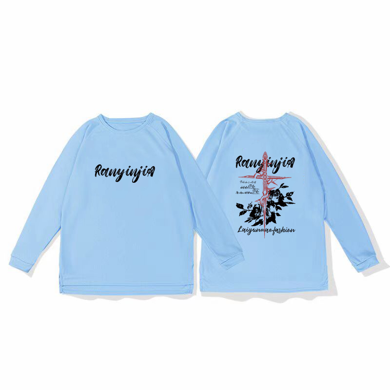 New Flower Sword Net Eye Speed Drying Sports Shoulder Long Sleeve T-shirt Men's Training American Shooting Clothes Running Breathable Autumn and Winter