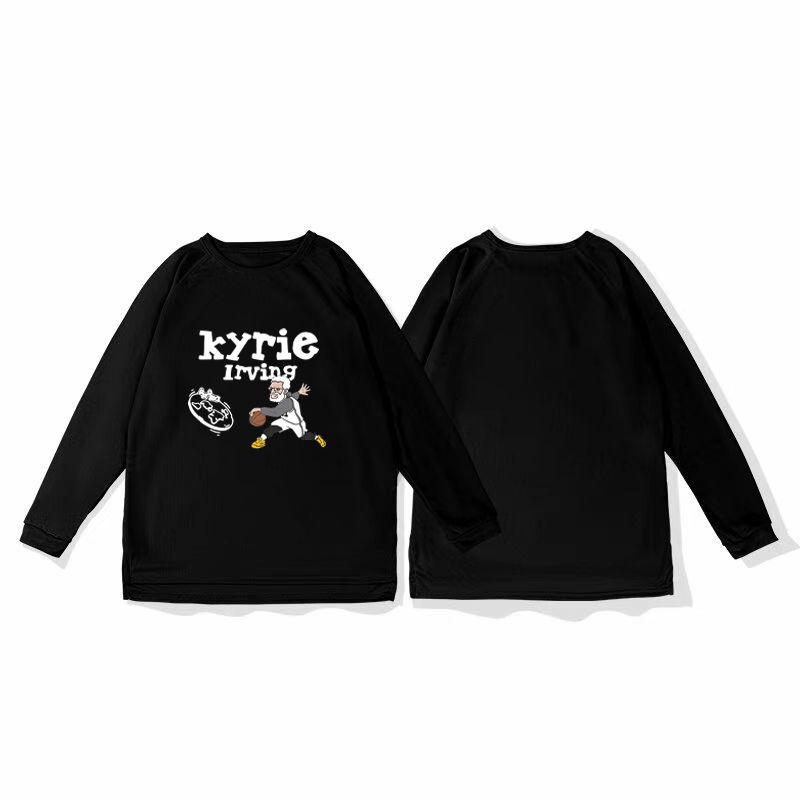 Irving autumn American basketball long sleeved training shooting suit trendy men's loose quick drying sports short sleeved T-shirt fitness suit
