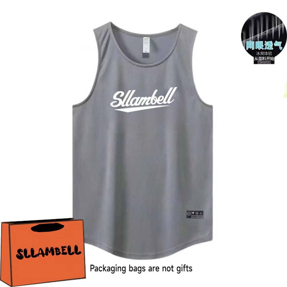 Letter print basketball quick drying mesh American training vest shooting summer loose round neck breathable and moisture absorbing sleeveless