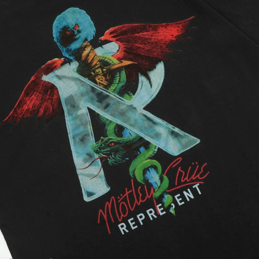 Representative Band Metal R Monster Short Sleeve American High Street Casual Summer Cotton Loose Trendy Couple T-shirt