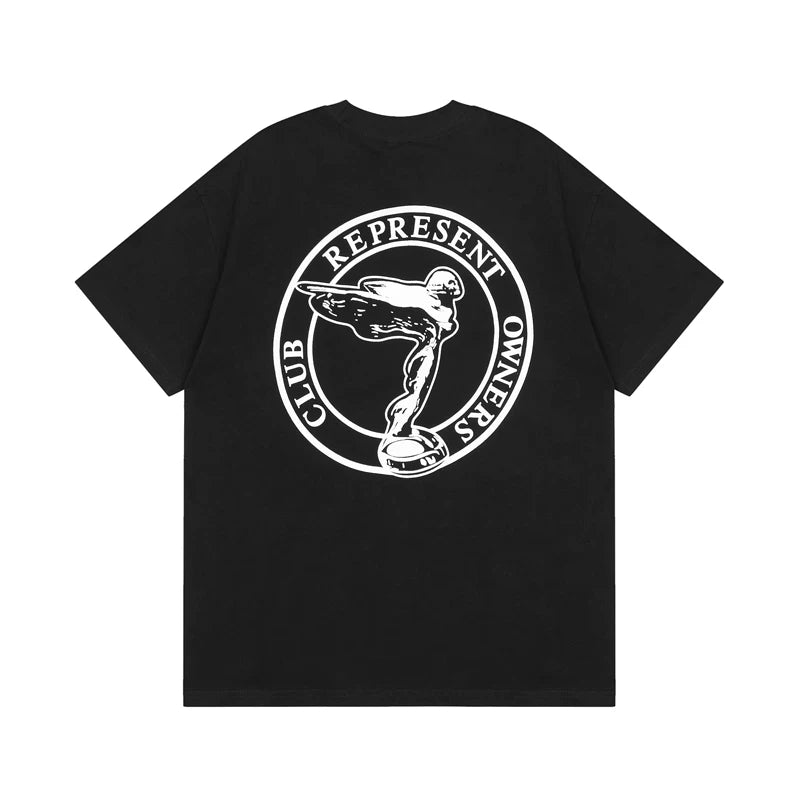 Representative Flying Goddess Badge Short Sleeve American High Street Casual Summer Cotton Loose Trendy Brand Couple T-shirt