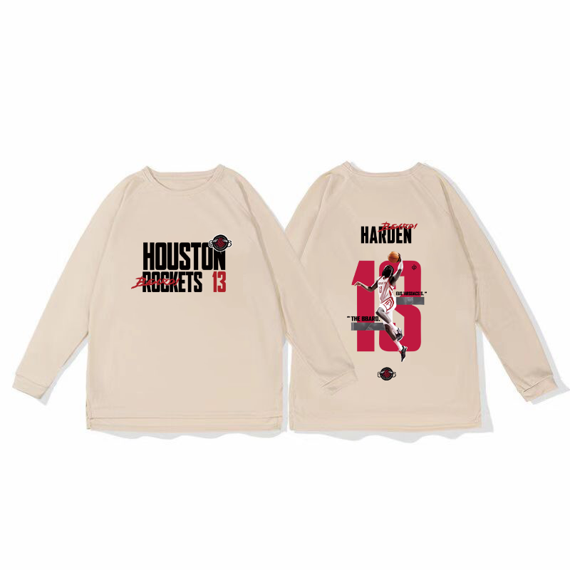 Rocket Harden basketball training suit, quick drying sports top, autumn and winter running fitness shooting suit, long sleeved loose winter