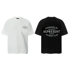 Representative classic letter slogan short sleeved American niche trendy brand high street summer pure cotton loose fitting men's and women's T-shirt