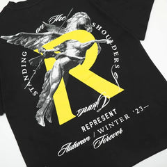 Representative Knight Pegasus R letter short sleeved American high street casual summer cotton loose men's and women's T-shirt trend
