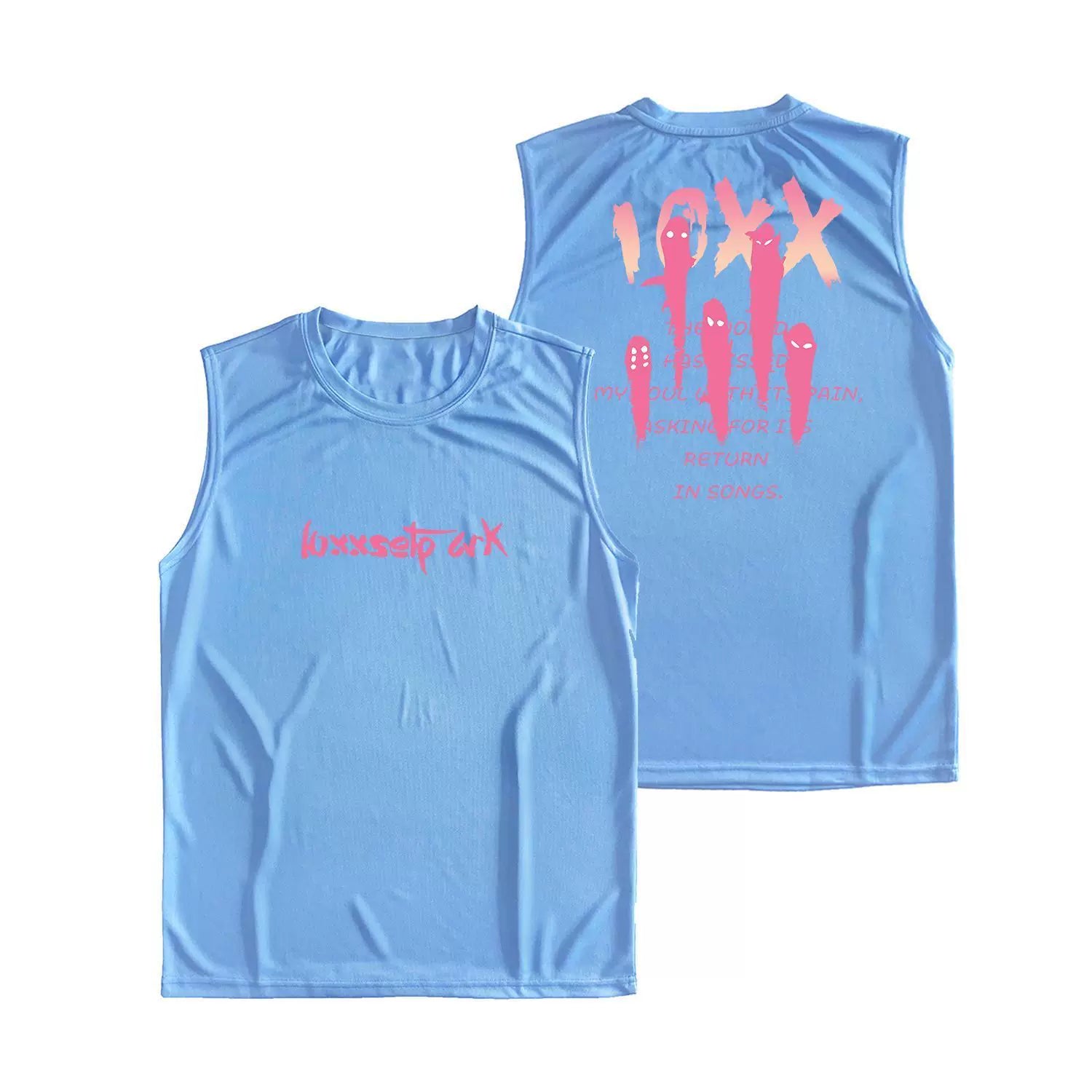 Fun letter printed fitness vest for men and women, summer loose sleeveless T-shirt, sports training clothes, running speed drying