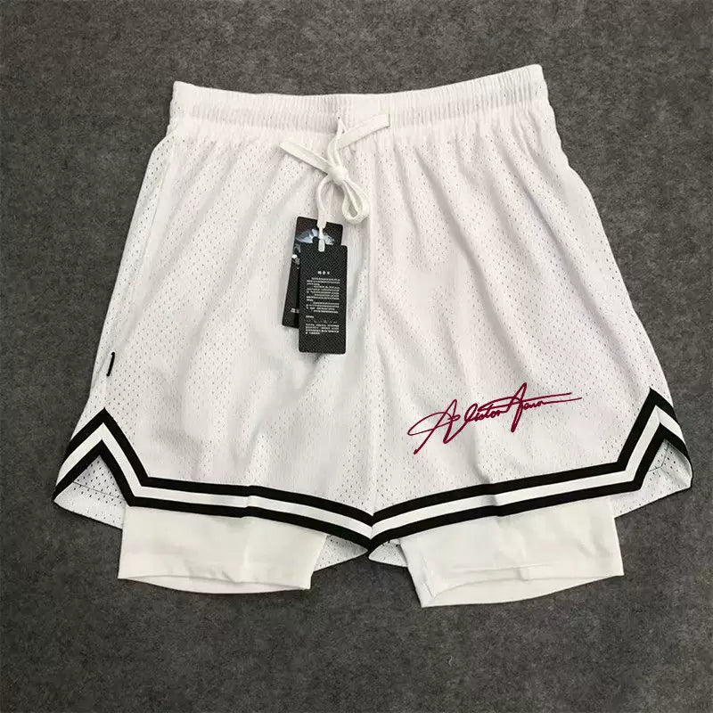 New American style trendy high street basketball letter printed men's summer vacation two shorts loose training sports pants