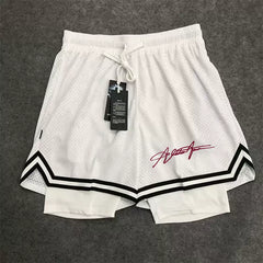 New American style trendy high street basketball letter printed men's summer vacation two shorts loose training sports pants