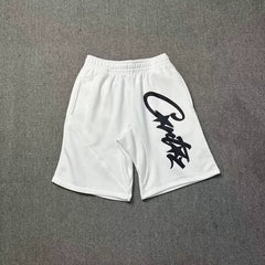 Corteiz Signature Script Logo Heavyweight Shorts white/black