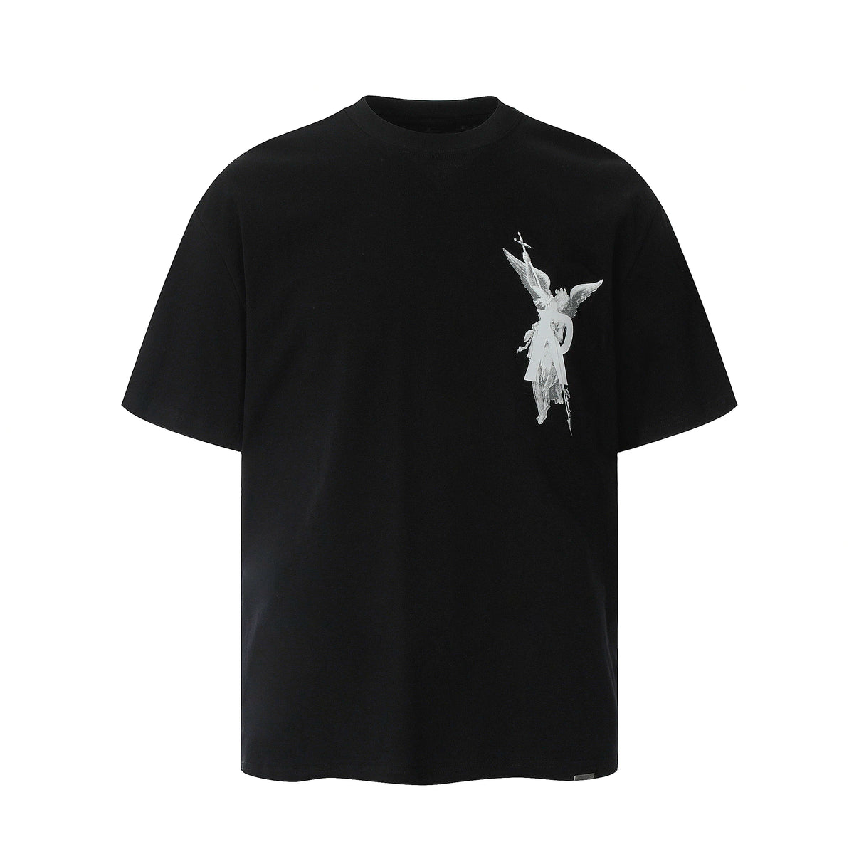Representative character angel letter short sleeved American niche trendy brand high street summer pure cotton loose fitting men's and women's T-shirt