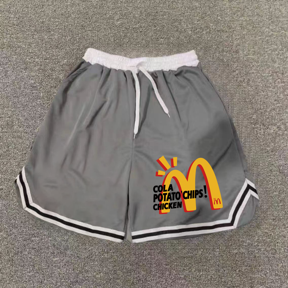 Summer basketball shorts men's breathable thin running training quick drying fitness casual loose versatile sports five quarter pants