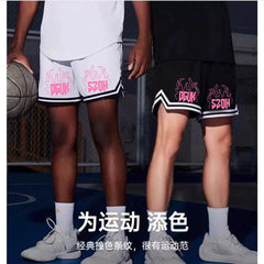 American quick drying mesh five point summer training letter striped basketball trendy brand loose sports fitness running shorts