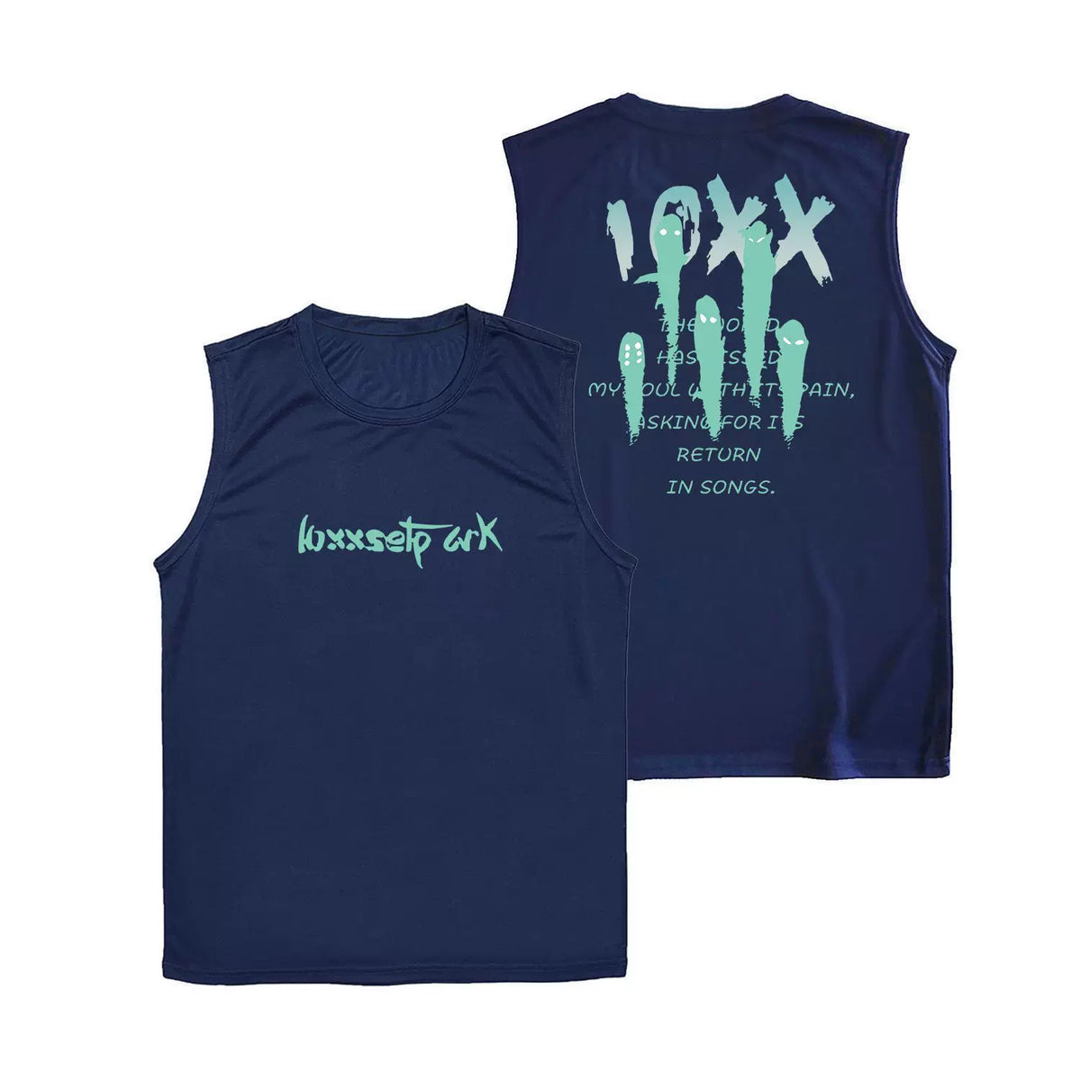 Fun letter printed fitness vest for men and women, summer loose sleeveless T-shirt, sports training clothes, running speed drying