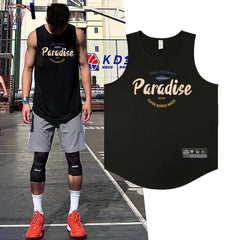 American summer men's new minimalist mesh breathable loose sports vest casual shoulder sleeveless T-shirt pitching suit