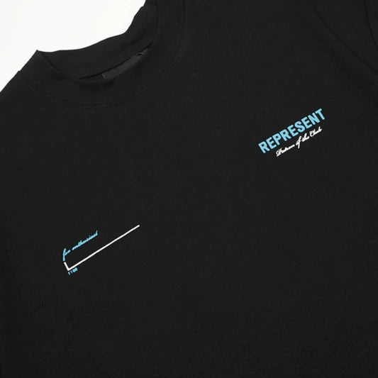 Representative Blue Slogan Letter Short Sleeve American High Street Casual Summer Cotton Loose Trendy Brand Couple T-shirt