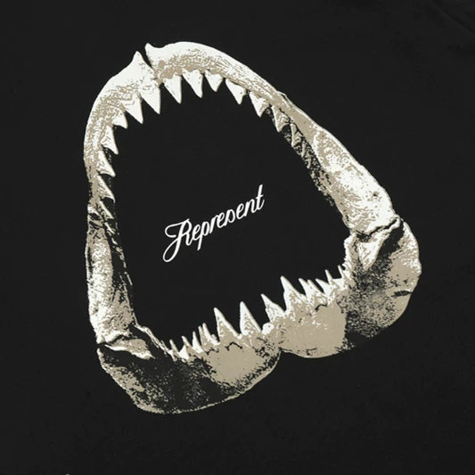Representative shark tooth printed short sleeved American high street casual summer cotton loose fitting couple T-shirt trend