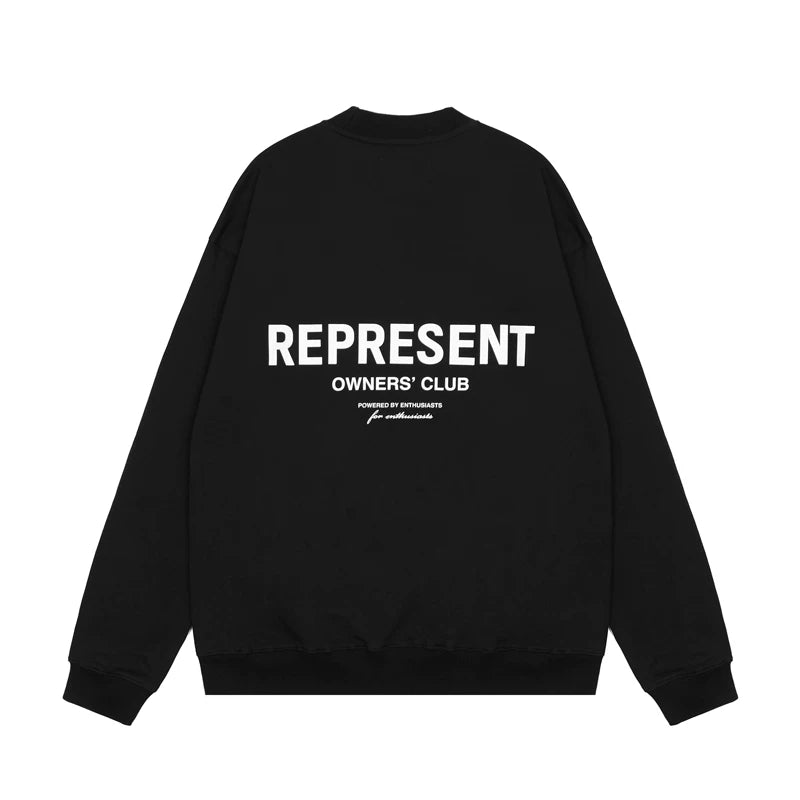 Representative small label basic letter round neck hoodie loose casual American fashion brand men's and women's pullover jacket trendy