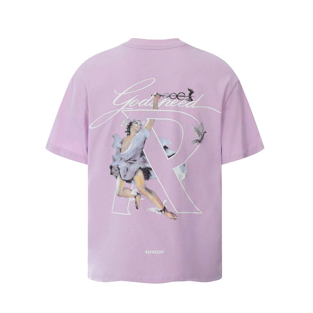 Representative character angel letter short sleeved American niche trendy brand high street summer pure cotton loose fitting men's and women's T-shirt