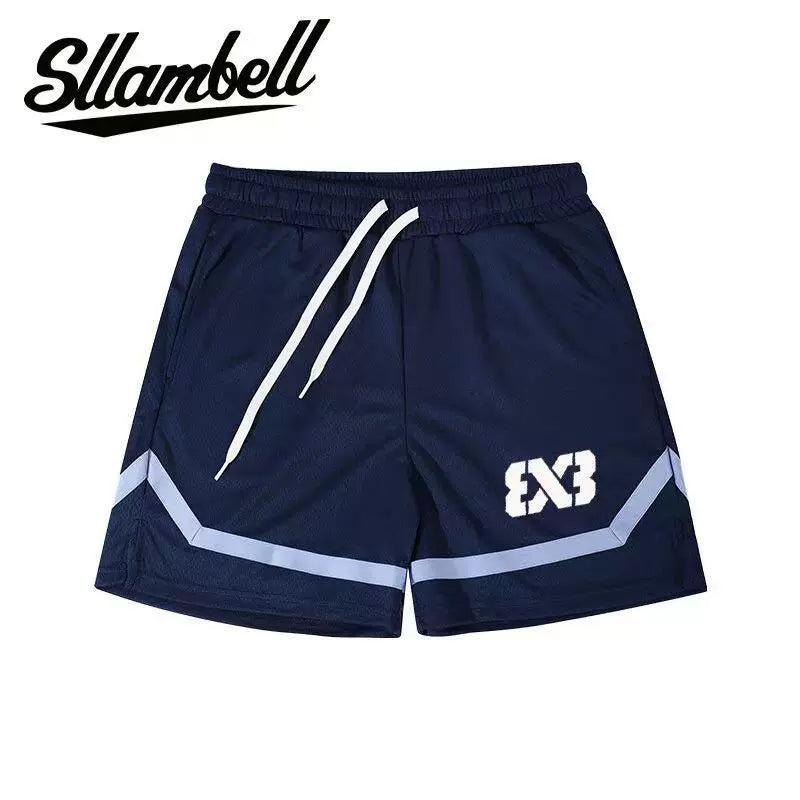 SLLAMBELL co branded 3 × 3 men's American basketball sport quick drying shorts, contrasting colors, not over the knee five quarter shorts, healthy