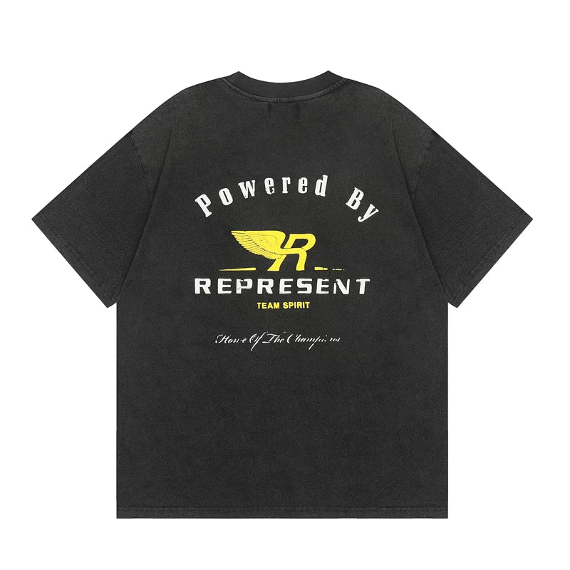 Representative relief foam letter short sleeved American high street casual summer pure cotton loose trendy brand couple T-shirt