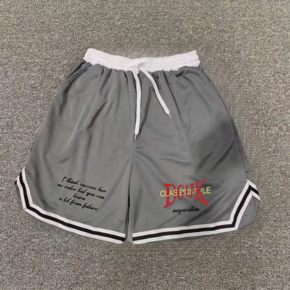 American basketball shorts, quick drying mesh, knee length training pants, striped letters, trendy brand, sports, fitness, running