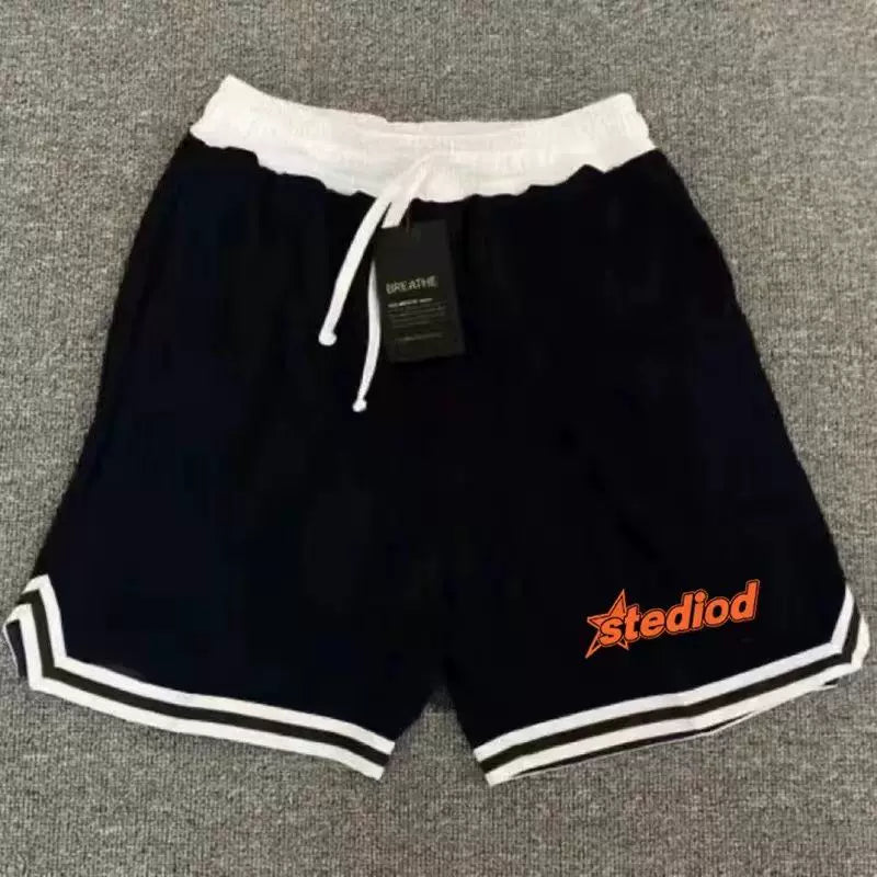 Basketball training quick drying American retro shorts, casual running shorts, fitness three quarter loose sports pants, four quarter pants