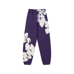 "Denim Tears" Purple Floral Pattern Oversized Sweatpants